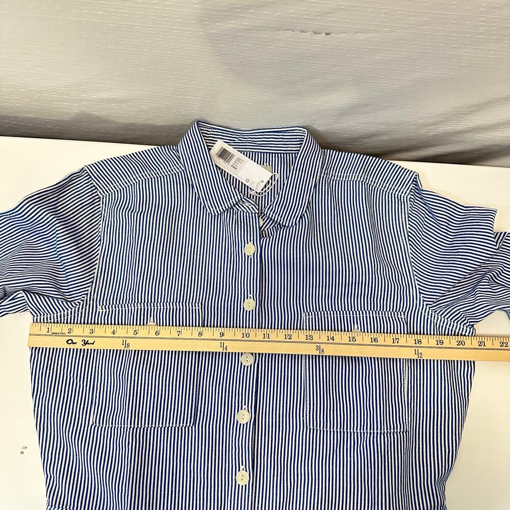 Outerknown Womens Overall Jumpsuit Size M Blue Stripe Linen Coastal Minimalist - Picture 12 of 16